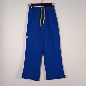 WonderWink Spread Good Cheer 5214P XS Petite Royal Blue Cargo Scrub Pants...